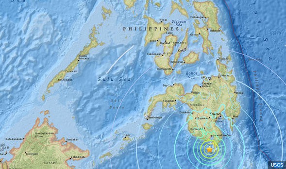 Mapa zemetrasenie na Filipínach